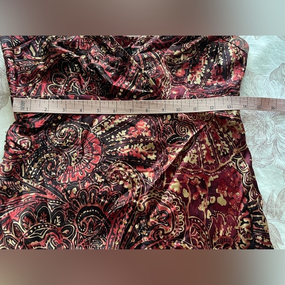 NWT Y2K Silk Red Paisley Beaded Sequin Babydoll Top 2 Petite 2P Deadstock Boho - Picture 9 of 9